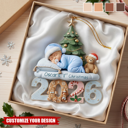 Ornamento personalizado de la Navidad del primer bebé 2026, recuerdo del recién nacido
