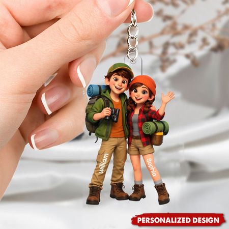 Camping pareja-llavero de acrílico personalizado-regalo sentimental para ella, para él