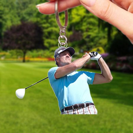 Llavero de encargo personalizado de la foto, regalo para el papá, abuelo, amantes del golf