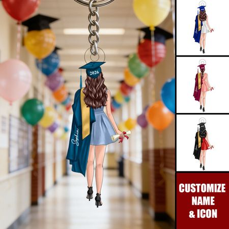 Clase de 2026 Senior Back View Graduación Personalizada Acrílico Llavero