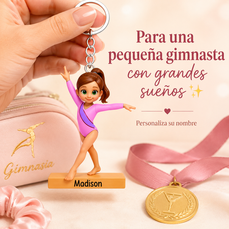Llavero personalizado de gimnasta con nombre – Regalo para hija o nieta