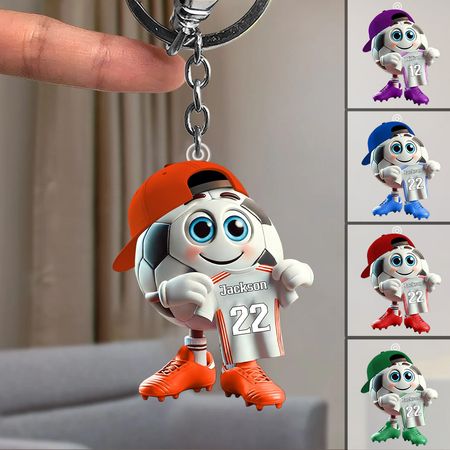 Personalizado nombre personalizado fútbol acrílico llavero
