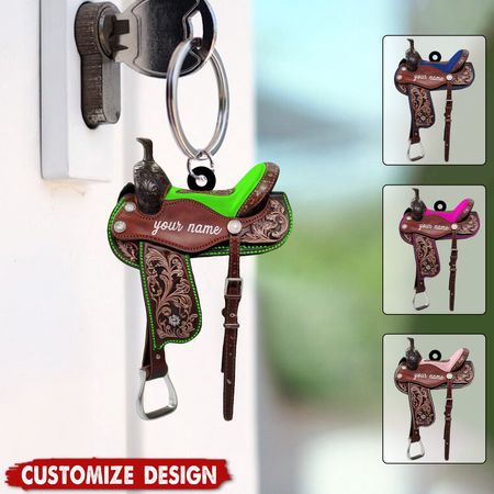 Llavero personalizado con forma de silla de montar-regalo para los amantes occidentales, caballo amantes, vaquero