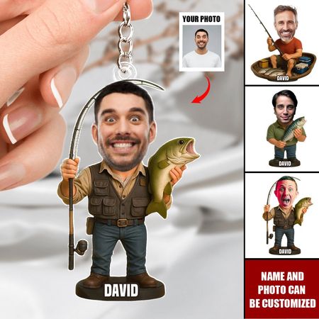 Regalos de encargo para el pescador-llavero de acrílico personalizado de la foto