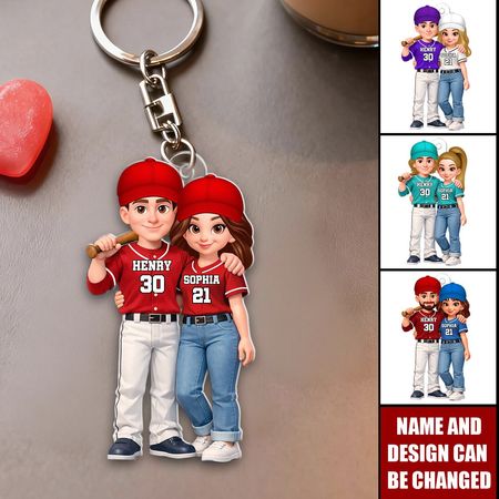 Béisbol pareja siempre voy a ser su mayor fan-llavero personalizado, regalo para pareja