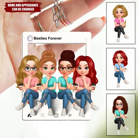 Llavero Besties Sisters Social Network Frame - Llaveros de acrílico personalizados