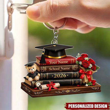 Regalo de graduación personalizado 2026, llavero de escuela de nombre personalizado