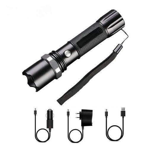High Power LED Tactical Flashlight 5 Modes Zoomable Light Waterproof and Portable Torch for Camping Hiking Outdoor Hunting Aluminum Alloy Handheld Flashlight with Adjustable Focus