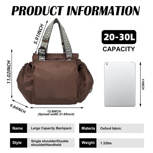 Convertible 15-Pocket Travel Tote Backpack