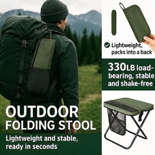 Compact Portable Heavy Duty Adult Folding Outdoor Chair, Foldable to a Backpack, Multi-Level Adjustable Height & Foldable Reclining Backrest, Durable Light Frame Weatherproof Fabric, Ideal for Camping, Beach, Fishing, Gardening, Trip