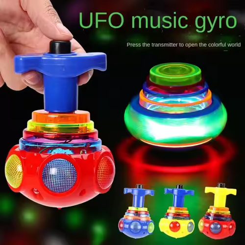 Music Flashing Spinners Toy With Launcher 3pcs