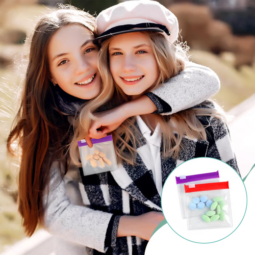 14-Pack Reusable Pill Pouches with Slide Lock