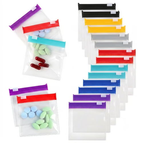 14-Pack Reusable Pill Pouches with Slide Lock