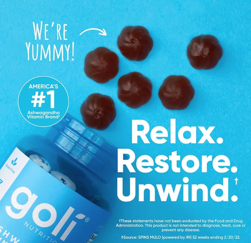 Goli Ashwagandha Gummies - America's #1 KSM-66® Stress Relief & Sleep Support Supplement