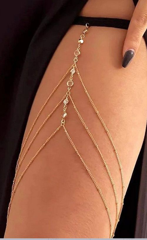 Multi-chain leg chain gold sexy thigh chain women's diamond multi-layer clip bead chain body chain