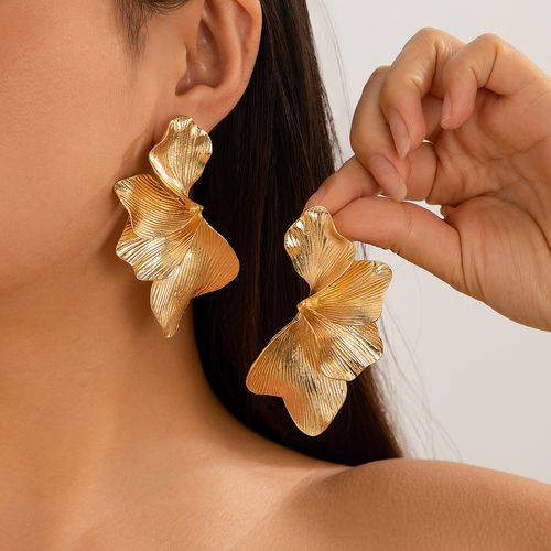 Pendientes de hojas de estilo retro frío, diseño de moda, pendientes de flores de metal.
