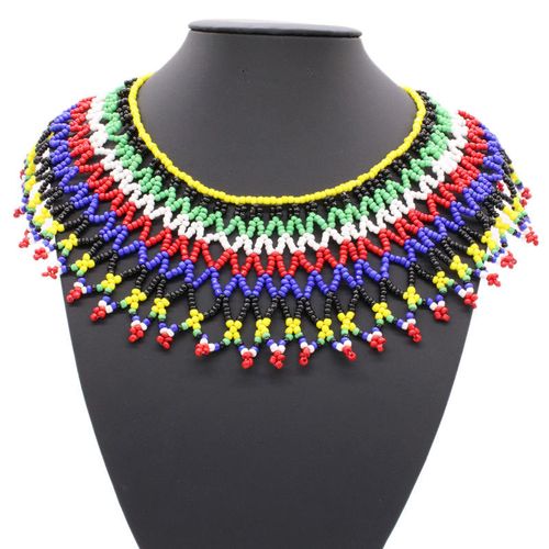 Multicolor African Necklace Jewelry Zulu Beaded Bib Necklace South African Statement Maasai Necklace