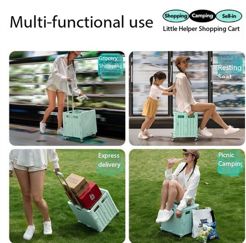 Folding Shopping Cart with Stair-Climbing Wheels - Lightweight Grocery Hauler for Market & Outdoor Use