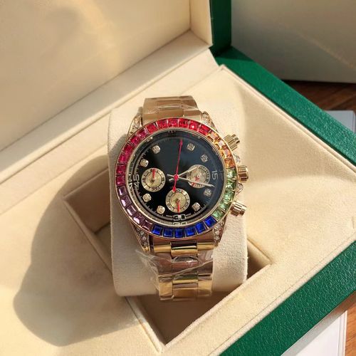 Unisex business rainbow di fashion all-match colorful diamond quartz watch