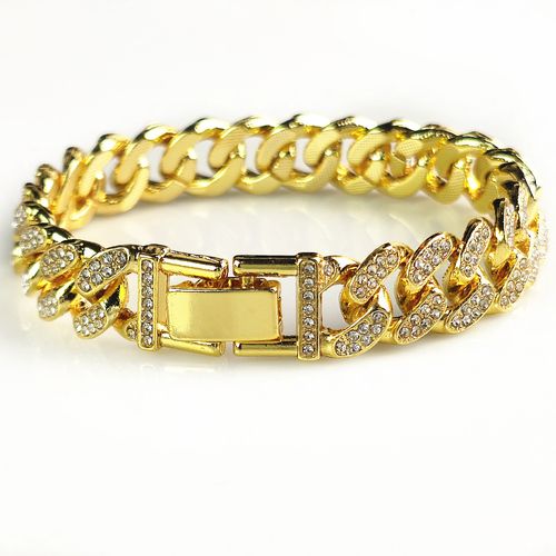 Diamond-studded thorn short thorn Cuban bracelet Domineering and exaggerated full diamond bracelet
