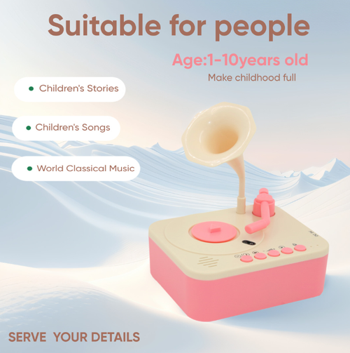 Mini Children's Phonograph Record Story Music Player Sensory Toys Gramophone for Boys and Girls