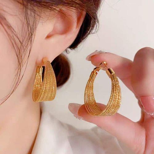Party Gift Fashion Taki Ladies Round Stainless Steel Jewelry Trendy Hoop Large Gold Plated Big Hoop Earrings for Girl Gift
