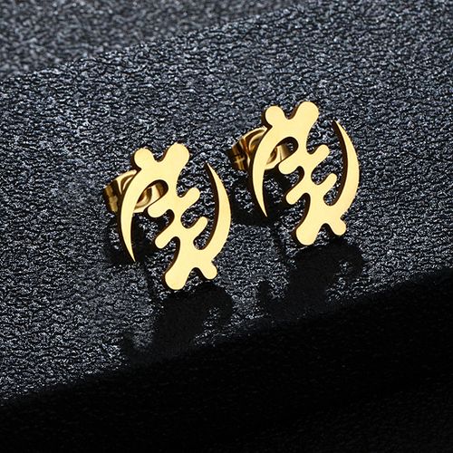 Stainless Steel Adinkra Gye Nyame Stud Earrings Popular Gold Plated African Ghana Ethnic Symbol Statement Earrings Jewelry