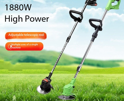 Cordless Electric Lawn Mower - Lightweight Lithium Battery Grass Trimmer with Telescopic Handle