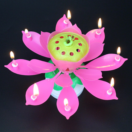 Musical Lotus Flower Blossom Birthday Candle Amazing Opening Cake Candle Singing Rotating Lotus Birthday Candle Birthday Party