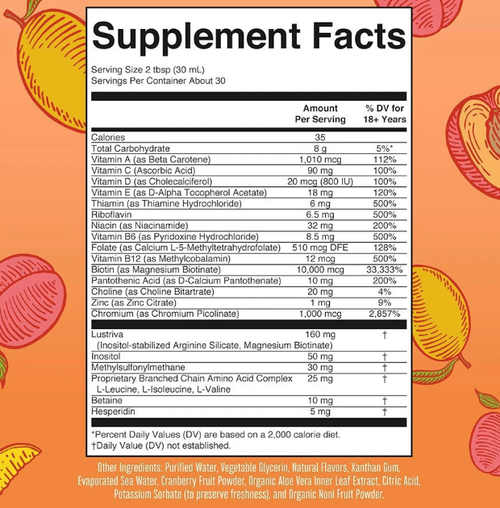 Liquid Morning Multivitamin with Lustriva - Clinically Tested Hair Growth & Skin Support Supplement