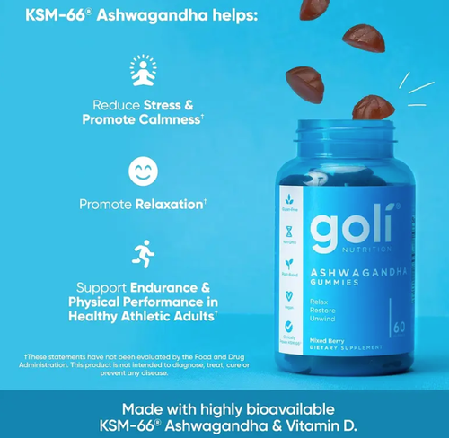 Goli Ashwagandha Gummies - America's #1 KSM-66® Stress Relief & Sleep Support Supplement