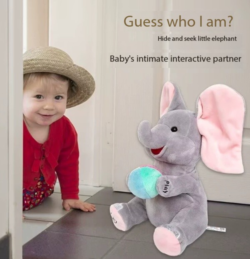 Peekaboo Elephant Toy - Flappy Ear Tummy Time Toy for Newborn Development & Baby Calming