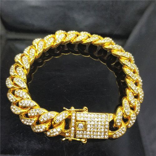 Diamond-studded thorn short thorn Cuban bracelet Domineering and exaggerated full diamond bracelet