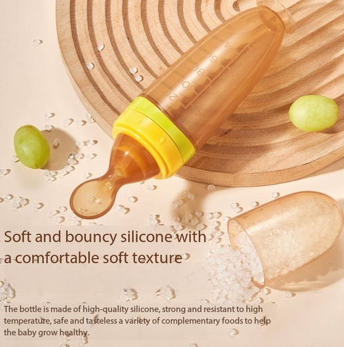 120ml Baby Food Dispenser Squeeze Feeder - Silicone Weaning Spoon with Suction Base