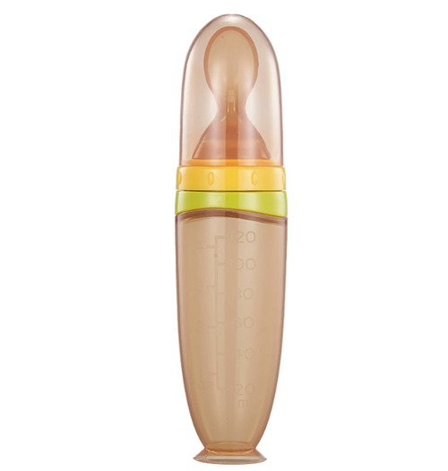 120ml Baby Food Dispenser Squeeze Feeder - Silicone Weaning Spoon with Suction Base