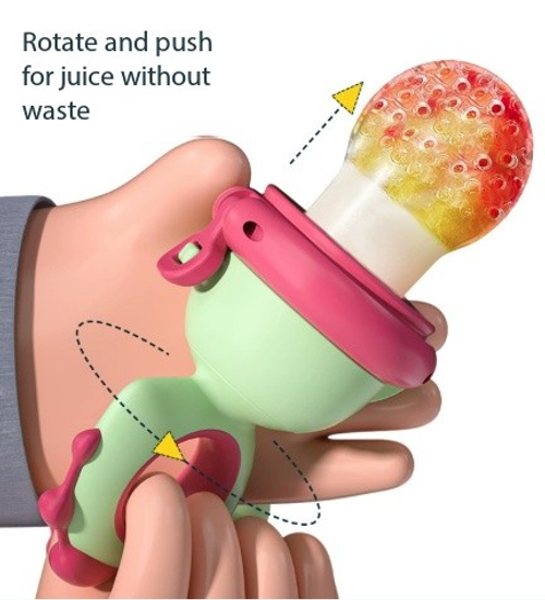 Dinosaur Baby Food Feeder - Push-Pop Fresh Fruit Teether with Dino Design
