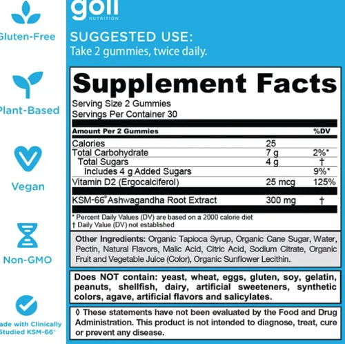 Goli Ashwagandha Gummies - America's #1 KSM-66® Stress Relief & Sleep Support Supplement