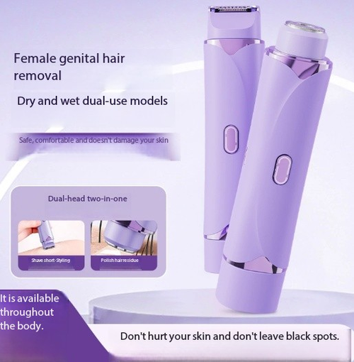 Dual-Head Hair Trimmer for Women - Electric Bikini & Body Shaver with Precision Trimmer