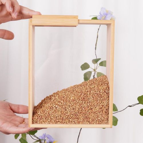 Creative simple bamboo wood grain storage box kitchen wooden food dispenser household solid wood rice storage box