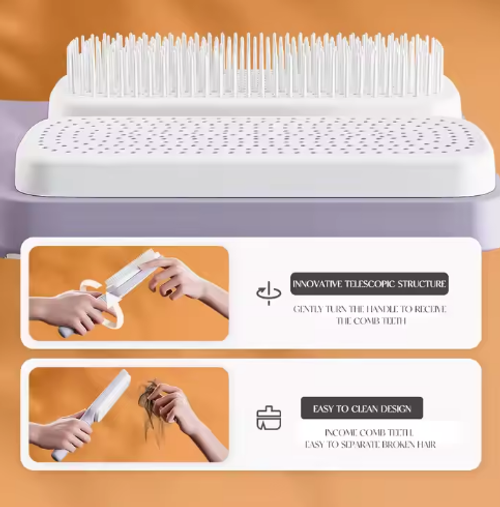 Rotating lifting hair comb one-button cleaning telescopic massage comb air cushion airbag comb ladies anti-static hair comb wholesale