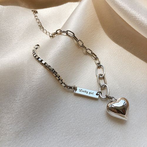 Fashion personality smooth heart bracelet women simple niche design rectangular brand letter anklet retro jewelry