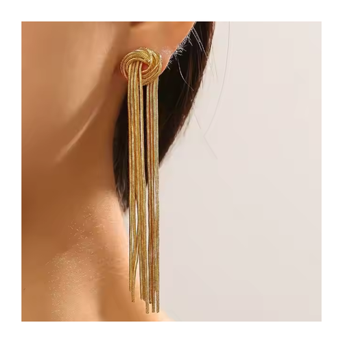 JY Fashion Earring Metal Style Long Tassel Earrings for Women Personality Tassel Earrings Jewelry for Women