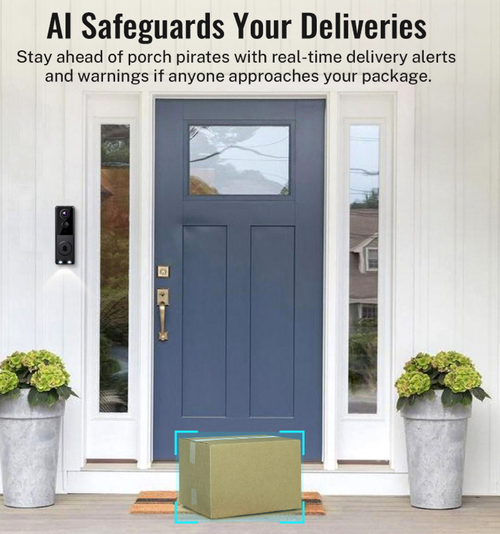 Dual Lens Video Doorbell - Wireless WiFi, PIR Detection, Full Color Night Vision, Two-Way Talk