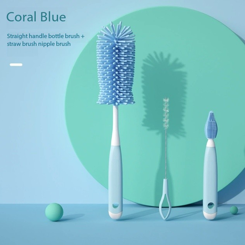 Silicone Baby Bottle Brush - Newborn Feeding Set Cleaner with Soft Bristles
