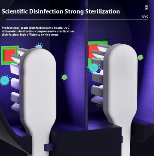 New double toothbrush sterilizer UV intelligent sterilization air drying wall-mounted punch-free electric toothbrush storage