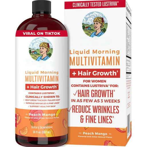 Liquid Morning Multivitamin with Lustriva - Clinically Tested Hair Growth & Skin Support Supplement