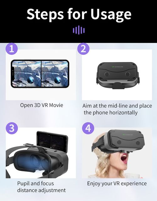 VRSHINECON Virtual Reality Headset - 3D VR Glasses for Smartphone Movies & Gaming