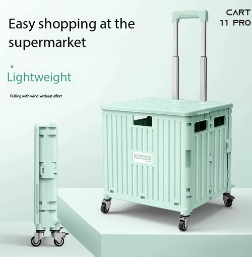 Folding Shopping Cart with Stair-Climbing Wheels - Lightweight Grocery Hauler for Market & Outdoor Use