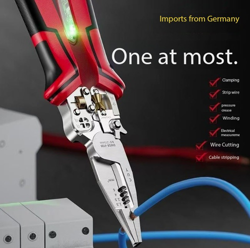 Multi-Functional Electrician Pliers - Wire Stripping Crimping Cutting Twisting Tool for Cable Work