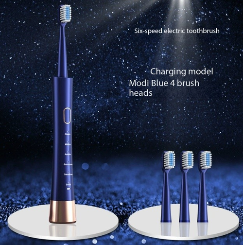 6-Speed Sonic Electric Toothbrush - Rechargeable Soft Bristle Waterproof Toothbrush
